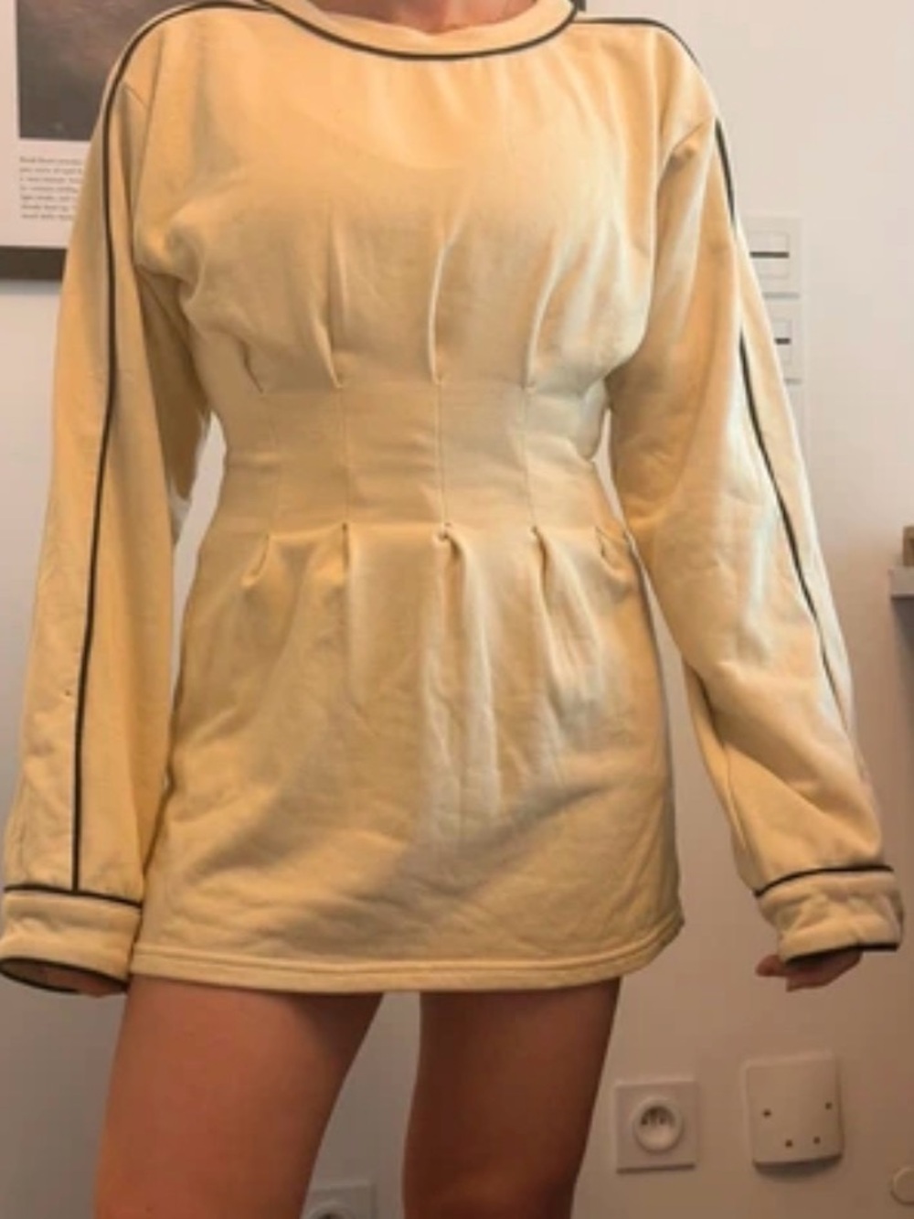 Sabo Skirt | Cream Pipeline Pleated Corset Mini Dress Tunic - S